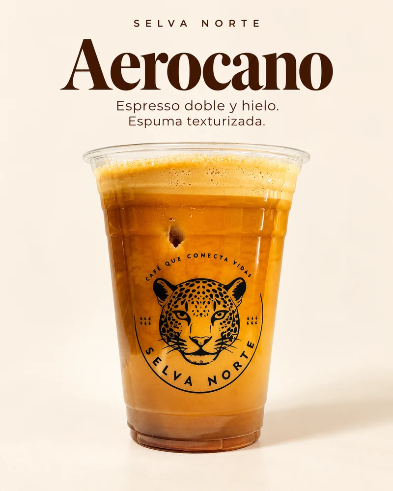 Aerocano: espresso doble y hielo con espuma texturizada